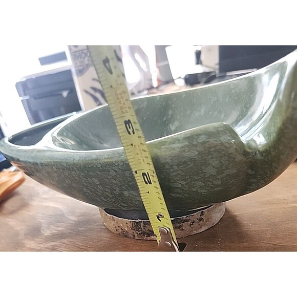 Vintage Brush USA AT9 Console Bowl Green Speckled Mid Century Pottery - Picture 9 of 9